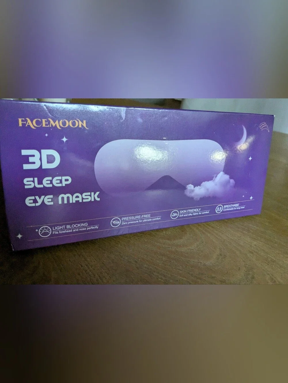 3D Sleep Eye Mask — Purple Light-Blocking VR Cover